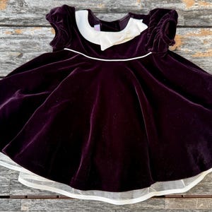 dark purple infant dress Vintage Bonnie Jean Velvet Baby Dress Girl 4T Deep Purple Belted With A Flower
