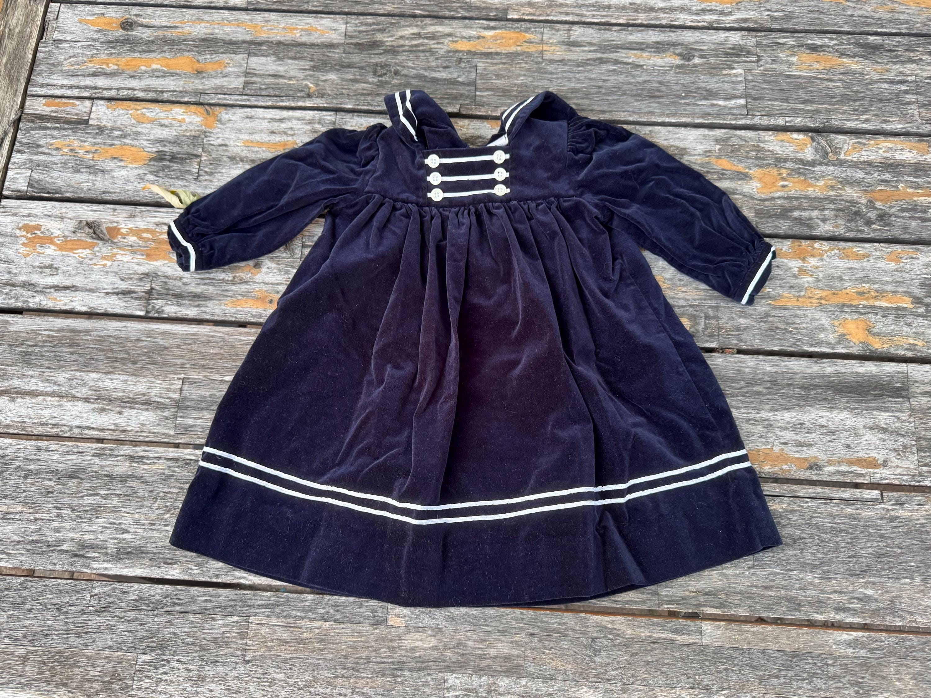 18～24ヶ月用 ブルーベルベット セーラードレス - Etsy 日本