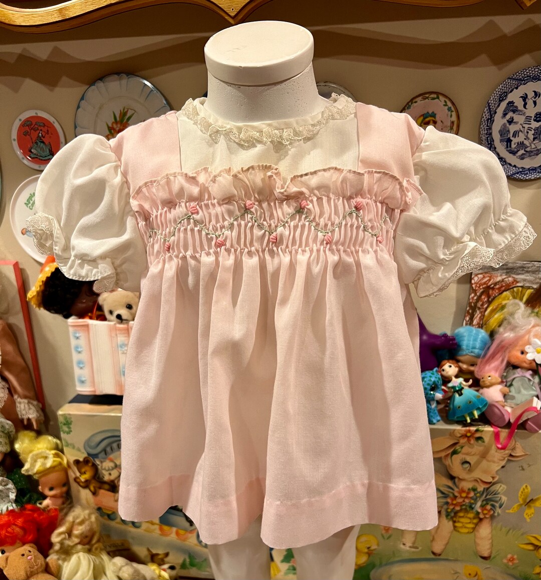 Baby Ann Smocked Neckline Long Sleeve Dress Romper (6-17m) - Lavender