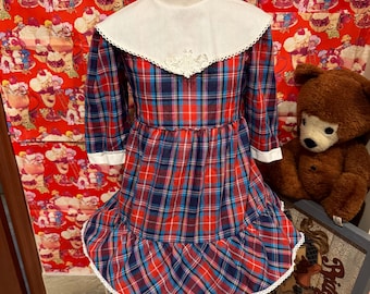 Vestido a cuadros para niñas de 5/6 años, años 80