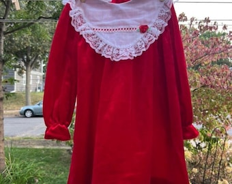 Vestido de terciopelo rojo 5T Allison Ann, década de 1990