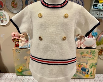 9/12 Months 1960s Knit Nautical Dress