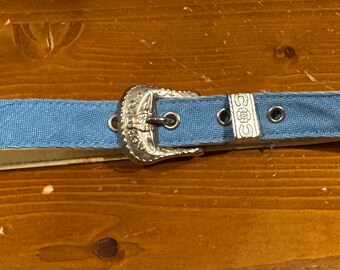 Vintage Nan Lewis 80’s navy enamel stretch belt EVC OS Vintage Nan Lewis Navy Blue Stretch Belt With Enamel Buckle  main image 3