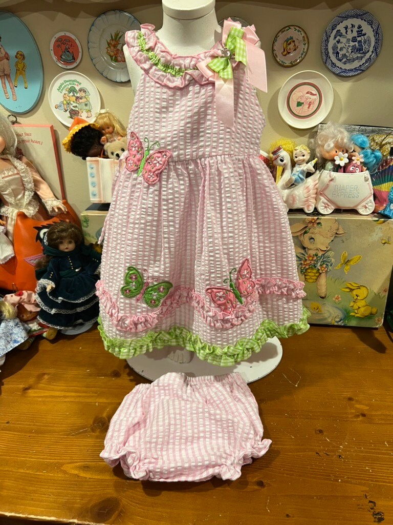 18 Months Seersucker Butterfly Dress and Bloomers Etsy