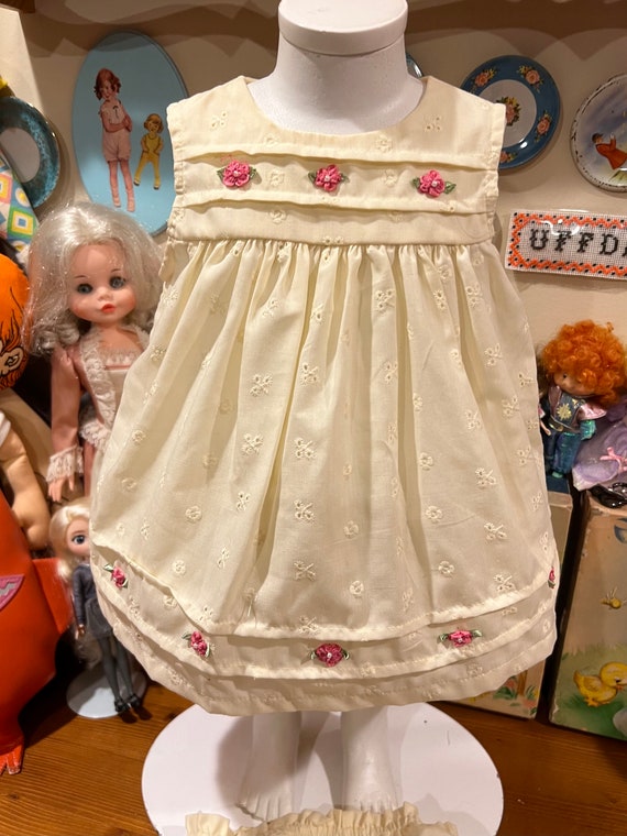 6-9 Months Yellow Eyelet Dress and Bloomers