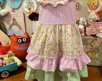 2T Seersucker and Floral Dress