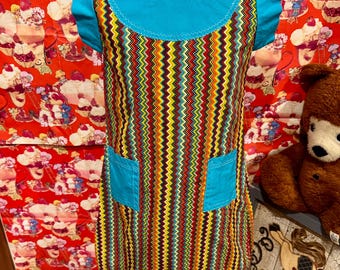 Vestido Zig Zag inspirado nos anos 70, tamanho 4/5T