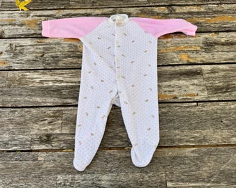 0/6 Months 80s Pink Rose Footie