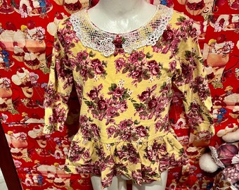4/5 Floral Tunika Top 1990er Jahre
