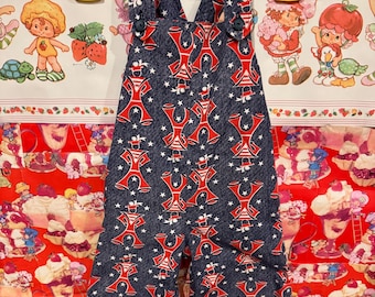 12/18 Months Vintage Handmade Patriotic Bell Bottom Overalls 70s