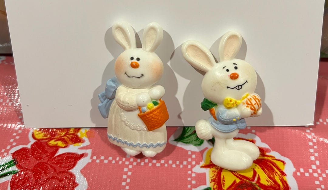 Easter Bunny Pins, Hard Plastic Figural Brooch Set - Etsy