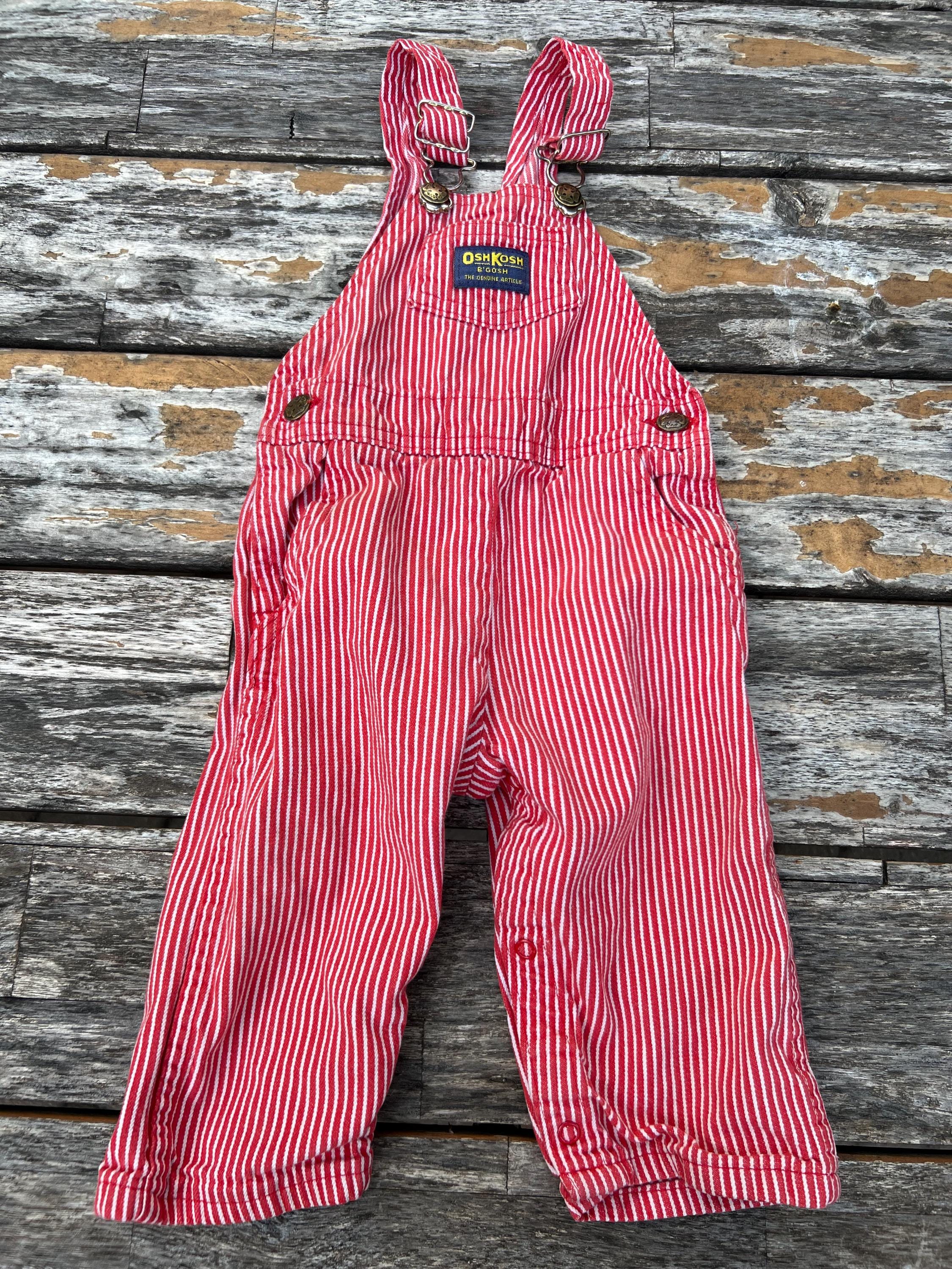 18/24 Months Oshkosh Red Stripe Overalls - Etsy