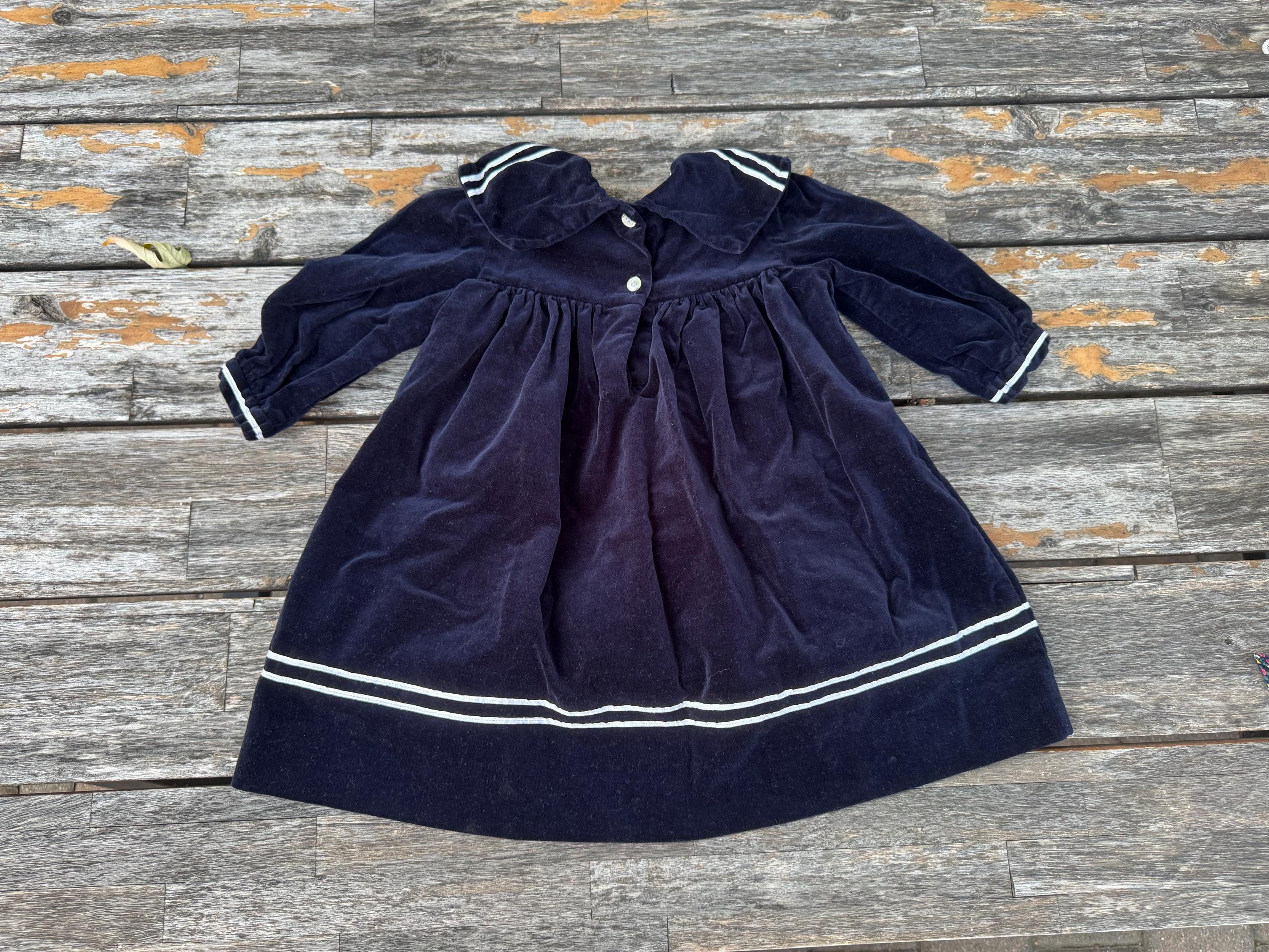 18～24ヶ月用 ブルーベルベット セーラードレス - Etsy 日本