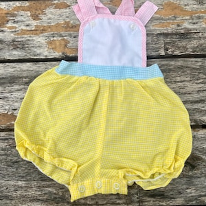 3/6 Months Gingham Baby Romper 1980s