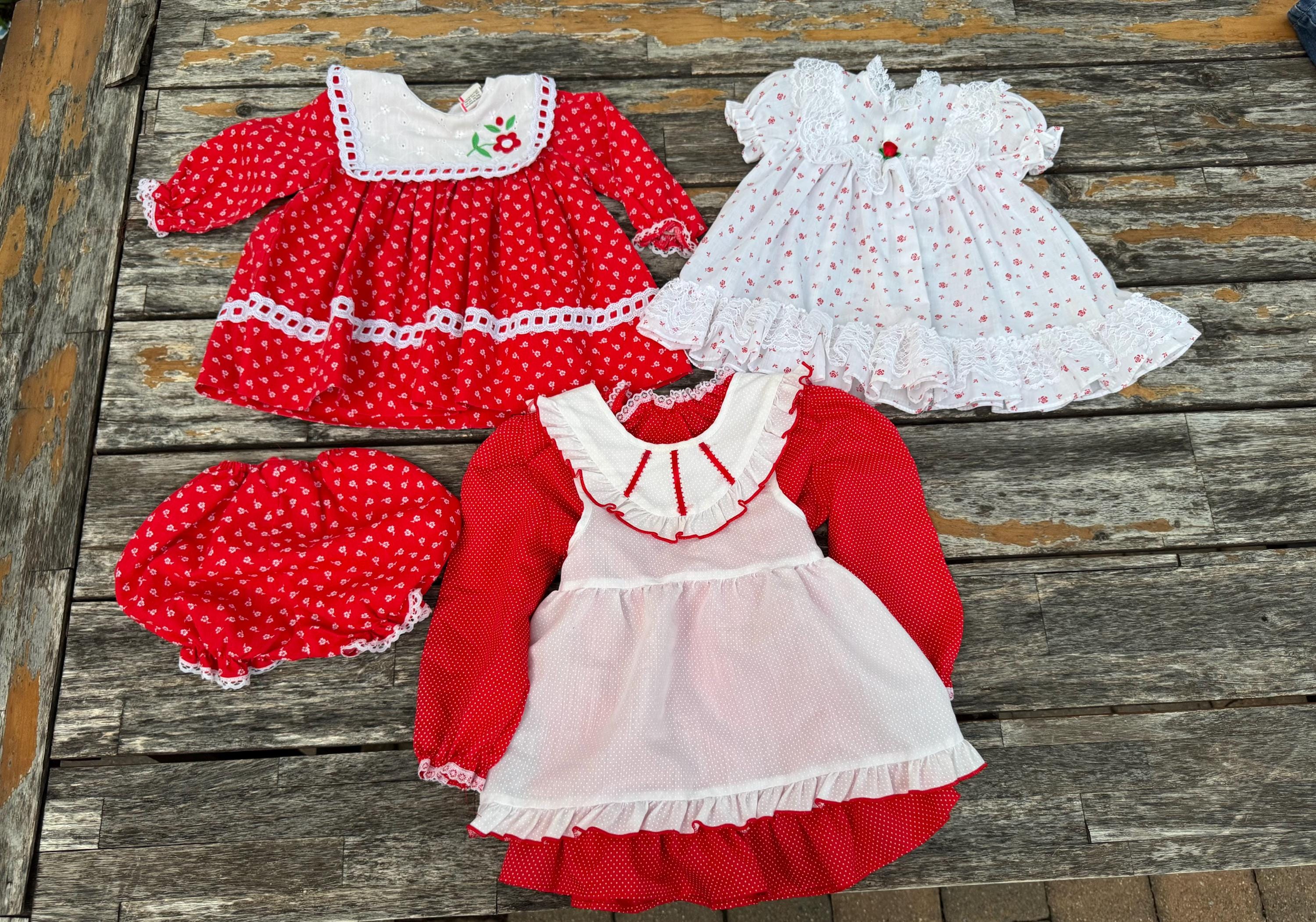 9/12 Months Red and White Apron Dresses 1980s - Etsy