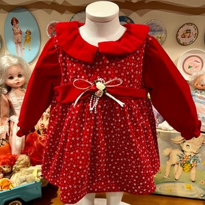 12/18 Months Red Velvet Floral Dress