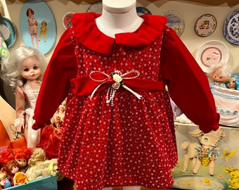 12/18 Months Red Velvet Floral Dress