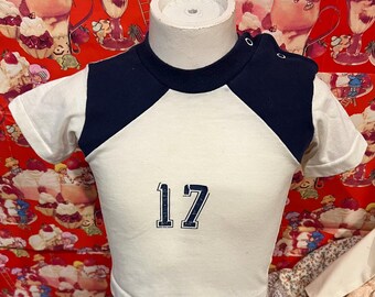 Vintage Baby Toddler Kids 70s-80s Plain Navy Blue Hanes Orange Tag 