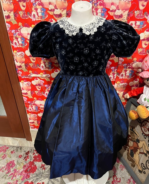 Kids 6 Blue Velvet Dress
