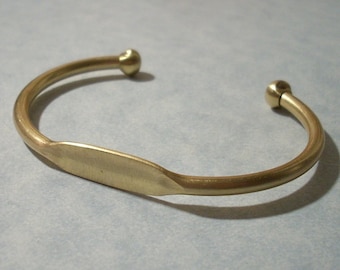 Adjustable Brass Cuff Bracelet Blank, Glue Pad Bracelet, Engravable ID Bracelet, Stamping Blank