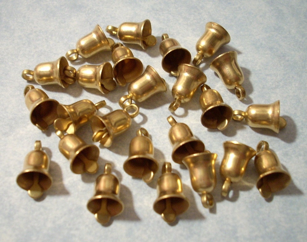 12 Small Brass Bells 10mm Vintage Brass Bell Charms Etsy
