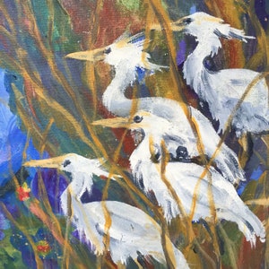 Herons in the Moonlight 20x20 Original painting New for 2024 image 2