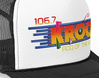 KROQ vintage 80s logo cap - &#39;Roq of the 80s&#39; - Legendary SoCal Radio Station (RIP) - Trucker Cap