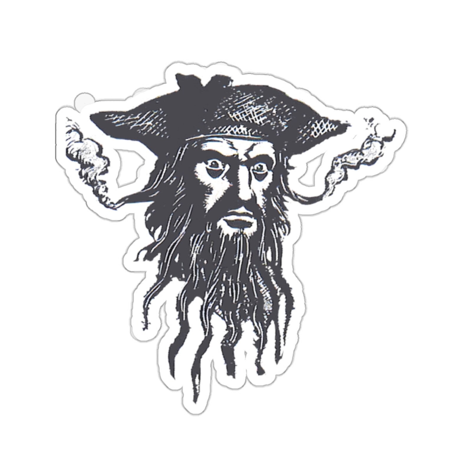Vintage Blackbeard Pirate Sticker: 1800s Woodcut Illustration - Etsy