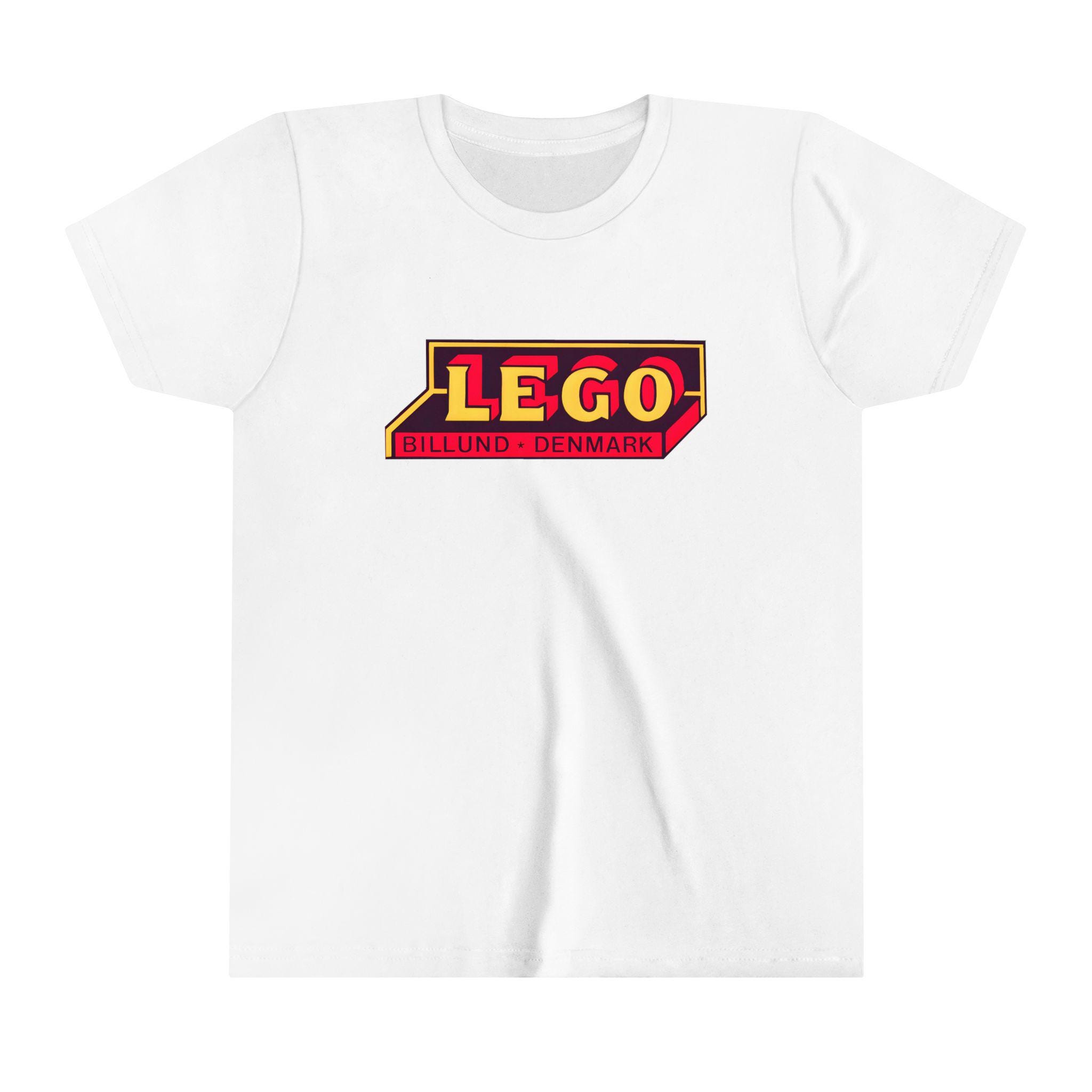 LEGO Vintage 1940s Logo Jugend T-Shirt - Rot Gelb Schwarz Kinder Shirt, Kurzarm Unisex Top, Retro Kinder T-Shirt, coole Kinderbekleidung,
