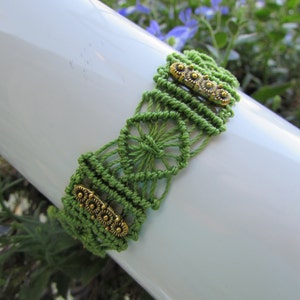 Pulsera de macramé de barras de oro y diamantes