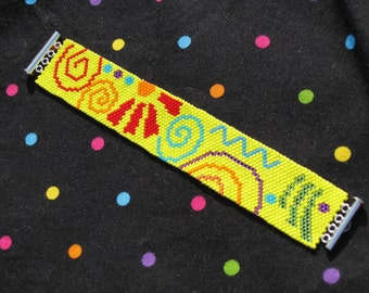 Trippy Hippie Peyote Stitch Bracelet OOAK On Sale