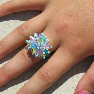 Party Poufer Beaded Band Ring, size 6.5 or 7