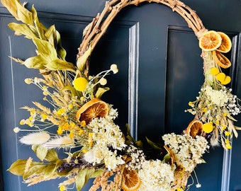 The Orange Blossom - Fall Decor - dried flowers wreath - home decor wall art