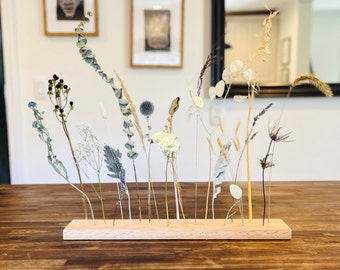 Coastal Blues Dried Flower Arrangement: Beech Wood Botanical Board
