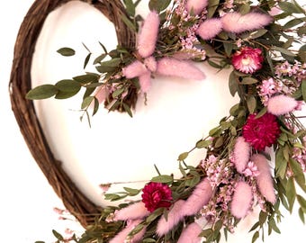 I Heart You" Wreath - Dried and preserved wall decor