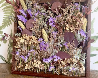 The Purple Haze - Botanical Frame - Dried Flowers Wall Art Decor