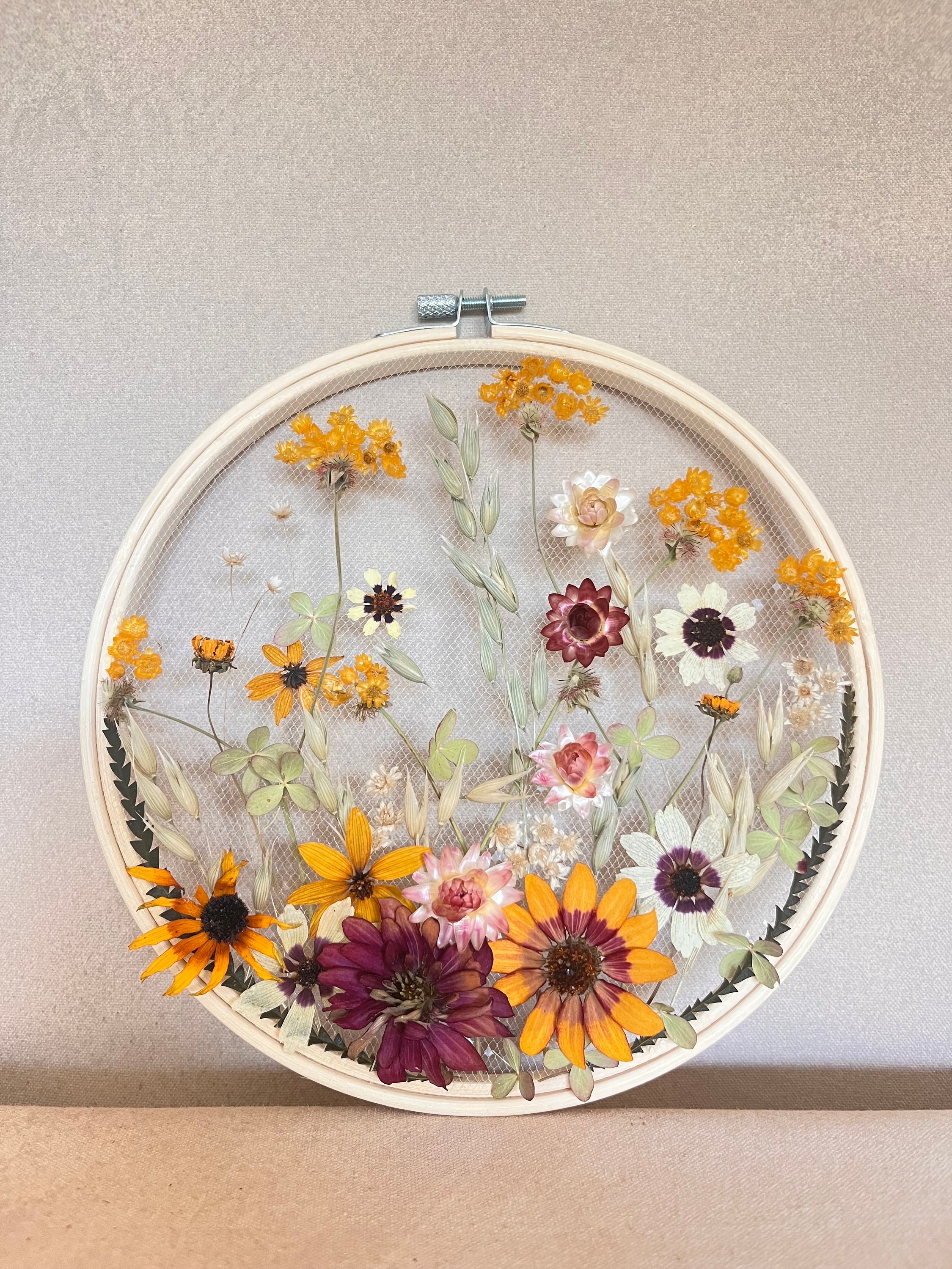 Curated visual reference: Fresh Look at The Zinnia Botanical Embroidery Hoop Dried Flowers Wall Art Decor