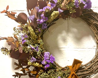 The Smoky Lavender Wreath - Dried and preserved flowers wreath - Floral botanical wall art