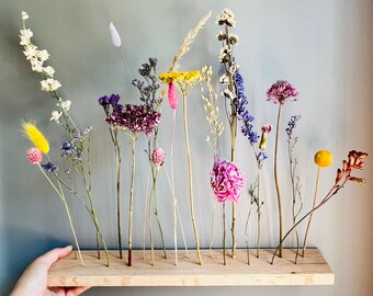 Fuchsia Field Dried Flower Arrangement: Beech Wood Botanical Board