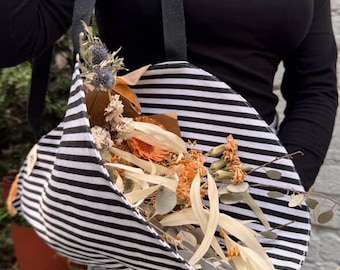 Canvas Flower Bouquet Tote Bag – Striped Market Bag