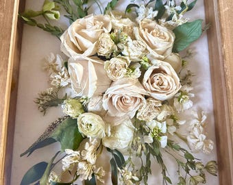 Custom Dried Bouquet Shadow Box - Preserved Wedding Bouquet - Floral Preservation