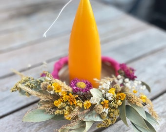 Dried Flower Candle Ring: Mini Floral Wreath Home Decor