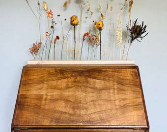 Sunset Harvest Dried Flower Botanical Board: Beech Wood Floral Art