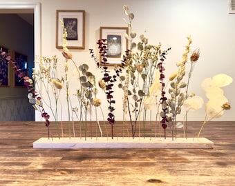 Winter Hues Dried Flower Arrangement: Beech Wood Botanical Board