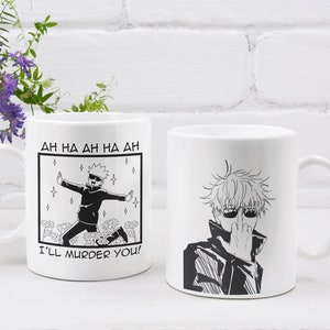 Double-Sided Design, Funny Gojo Satoru Mug, I&#39;ll Murder You Coffee Mug, Cute JJK Mug, Anime Funny Gift,  Anime Coffee Lover Mug, JJK Fans