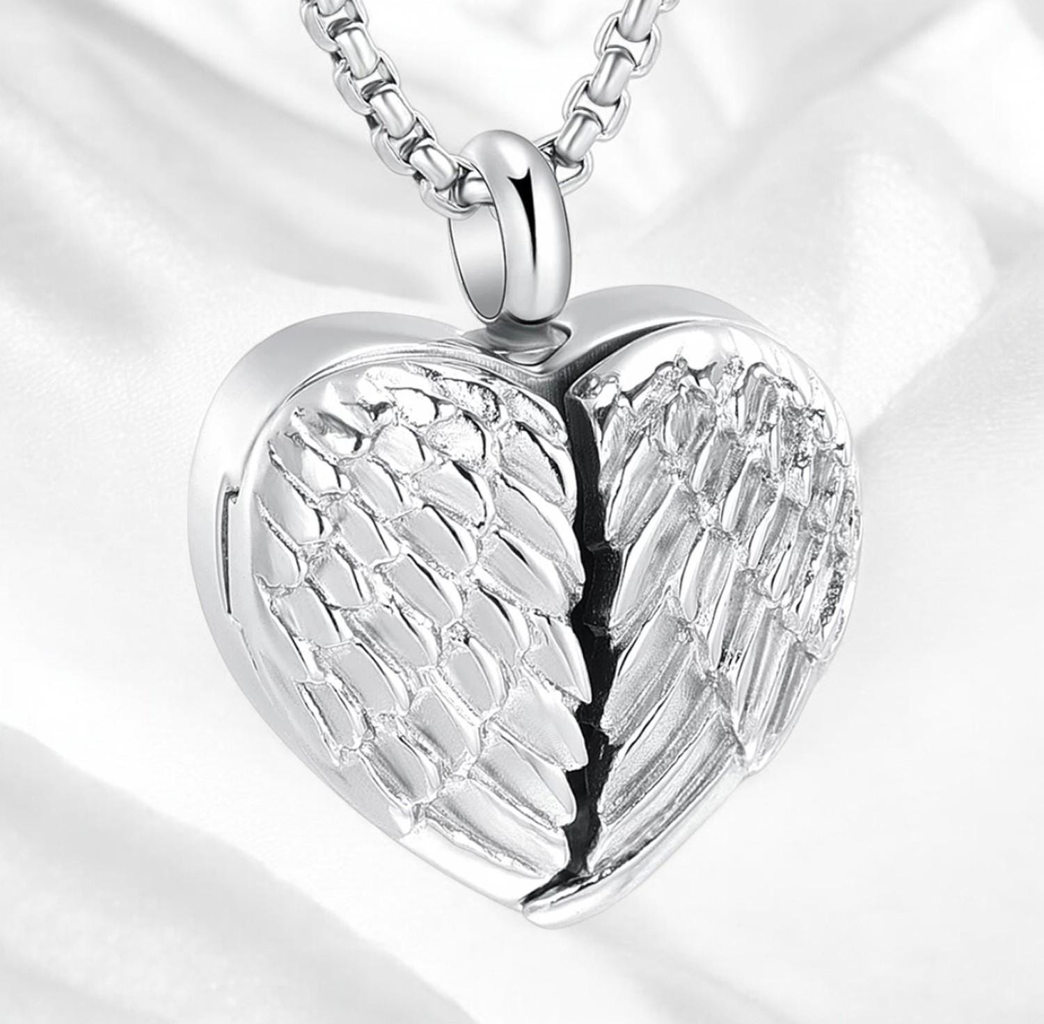 Keepsake Urn Angel Wing Locket Necklace For Human Ashes - Cremation Necklace - Keepsake Necklace - Memorial Necklace - Urn Necklace