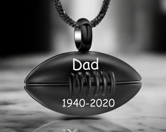 Personalized Urn Necklace - Keepsake Urn Football Cremation Necklace - For Dog And Human Ashes - Memorial Necklace - Urn Necklace