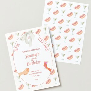 Tinis and Weenies Party Invitation - Digital Template Download
