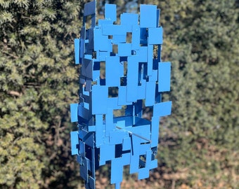 Abstract Modern Bird Feeder in Wildflower Blue - Welded Steel and aluminum - "Birdle" series #6 - Freestanding unique modern garden art