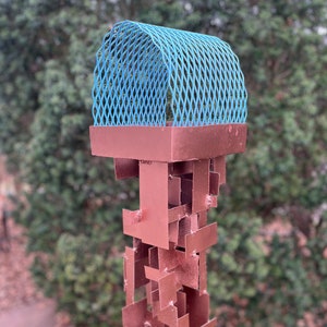 Build Series Modern Bird Feeder No. 31 in welded steel with Rustoleum Copper spray enamel finish image 2